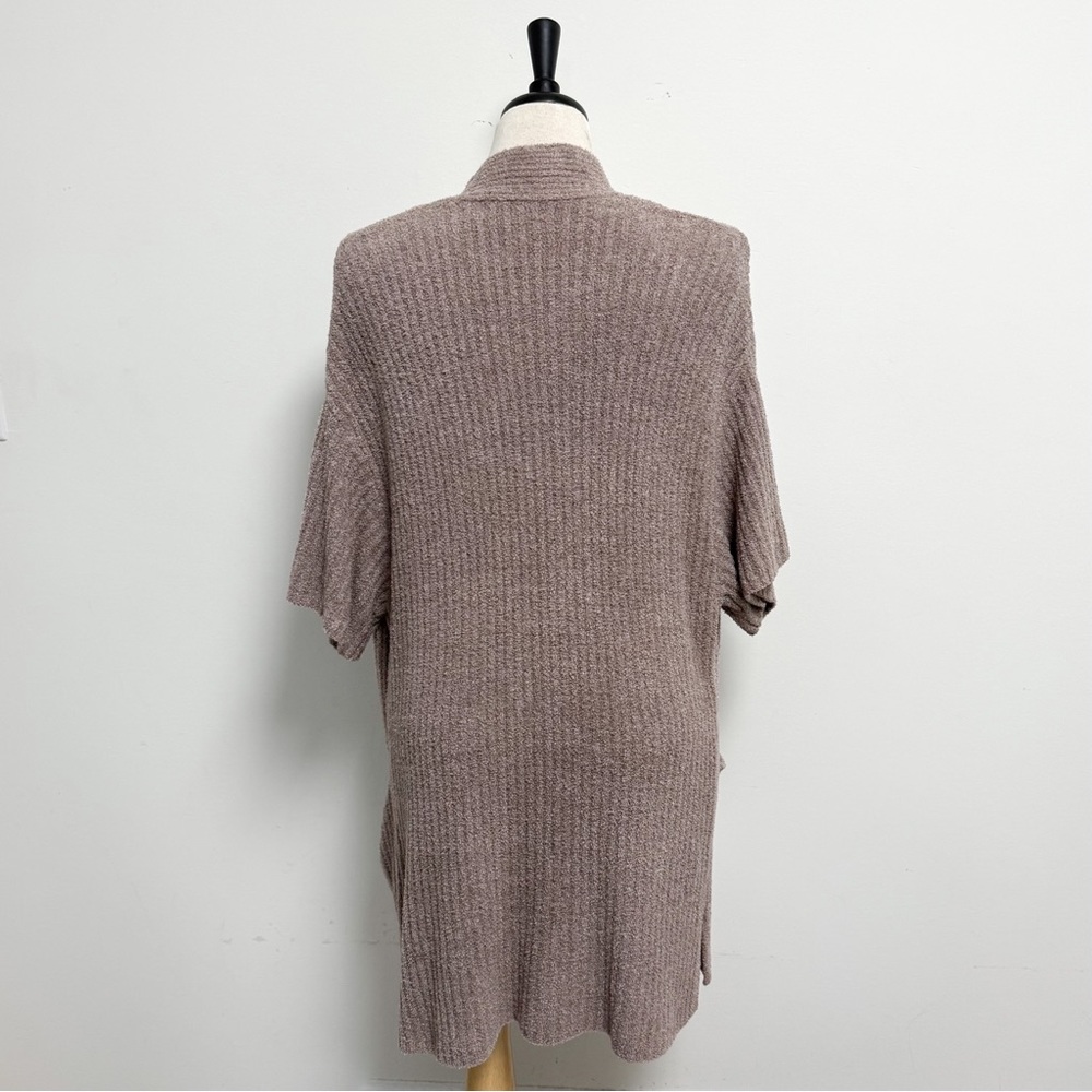 Barefoot Dreams Cozychic Lite Taupe Ribbed Short Sleeve Kimono Cardigan Large - Picture 5 of 10
